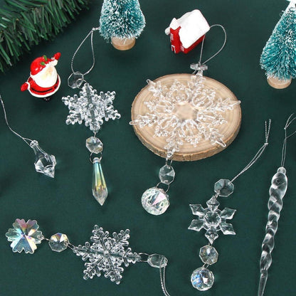 Weihnachtsdeko Schneeflocken Eiszapfen Anhänger Set 16-teilig