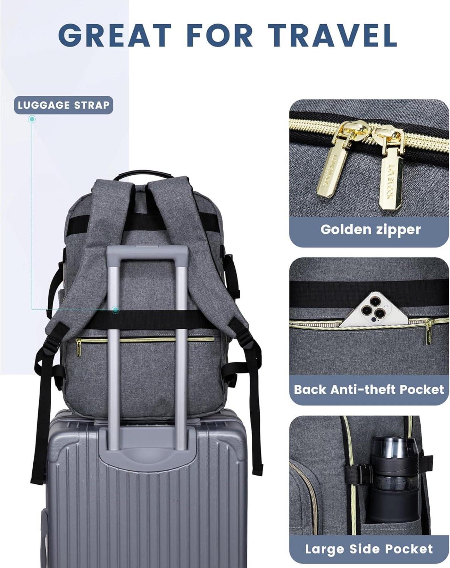 Handgepäck Rucksack Damen 40L Reiserucksack Wasserabweisend 17 Zoll Laptop