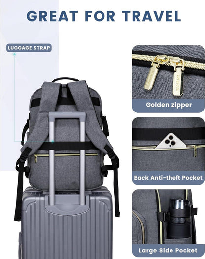 Handgepäck Rucksack Damen 40L Reiserucksack Wasserabweisend 17 Zoll Laptop