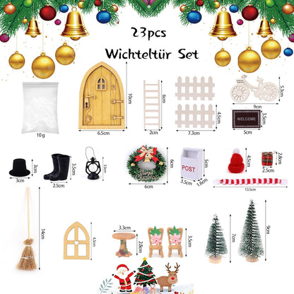 Wichteltür Zubehör Set Weihnachtsdeko 23-teilig Miniatur Feentür