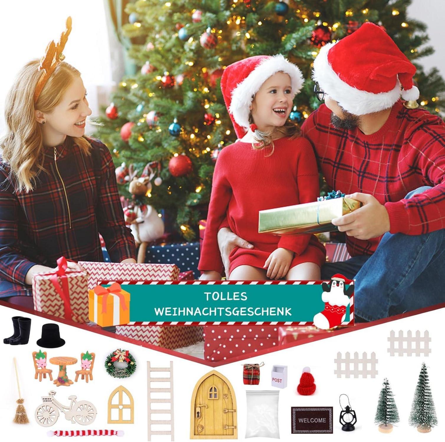 Miniatur Wichteltür Weihnachtsdeko Set 23-teilig Kinder Geschenke