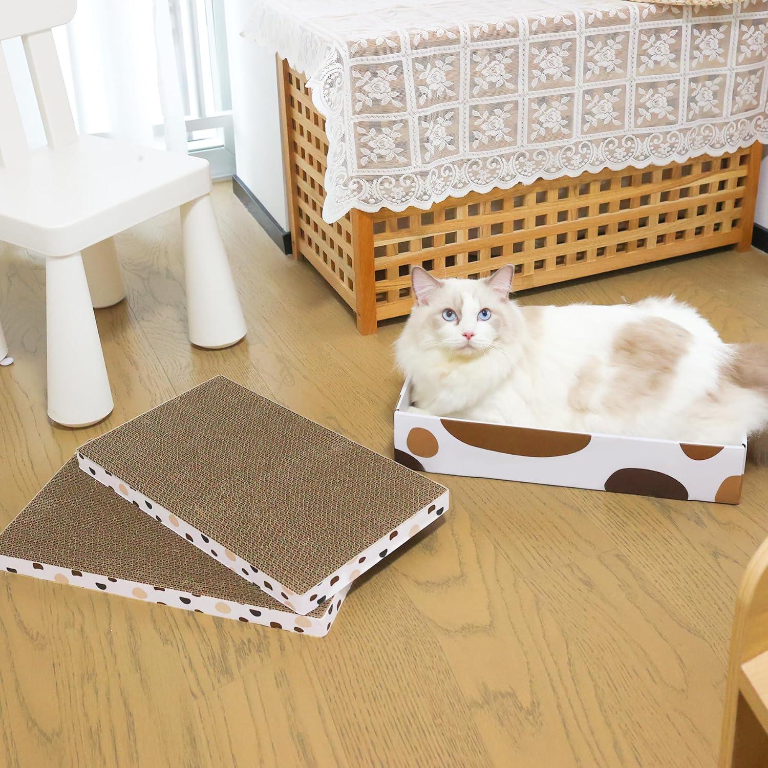 3er-Set Katzenkratzer Wellpappe Recycle Kratzpappe 43x26x2.5 cm - Nachfüllbar