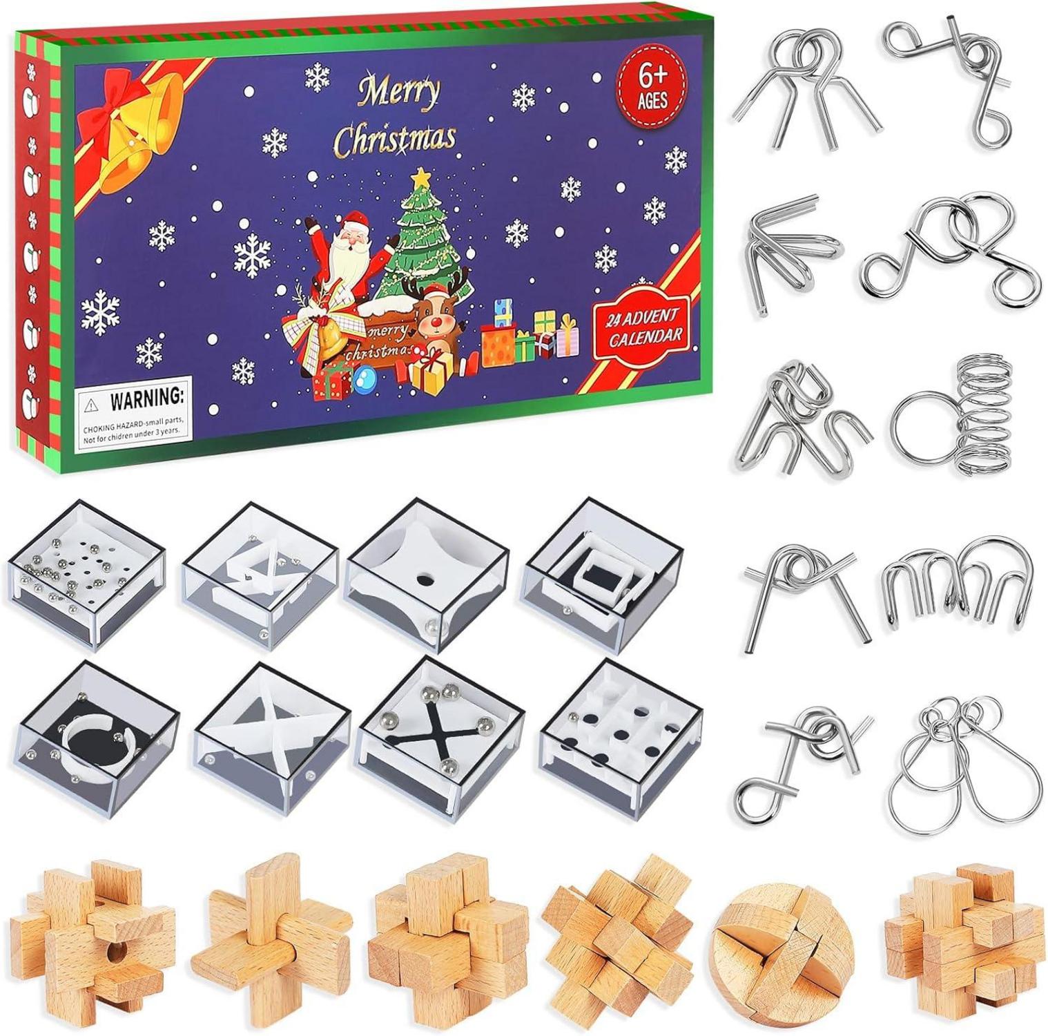 Adventskalender 2024 Knobelspiele Weihnachtskalender Set Kinder Jungen
