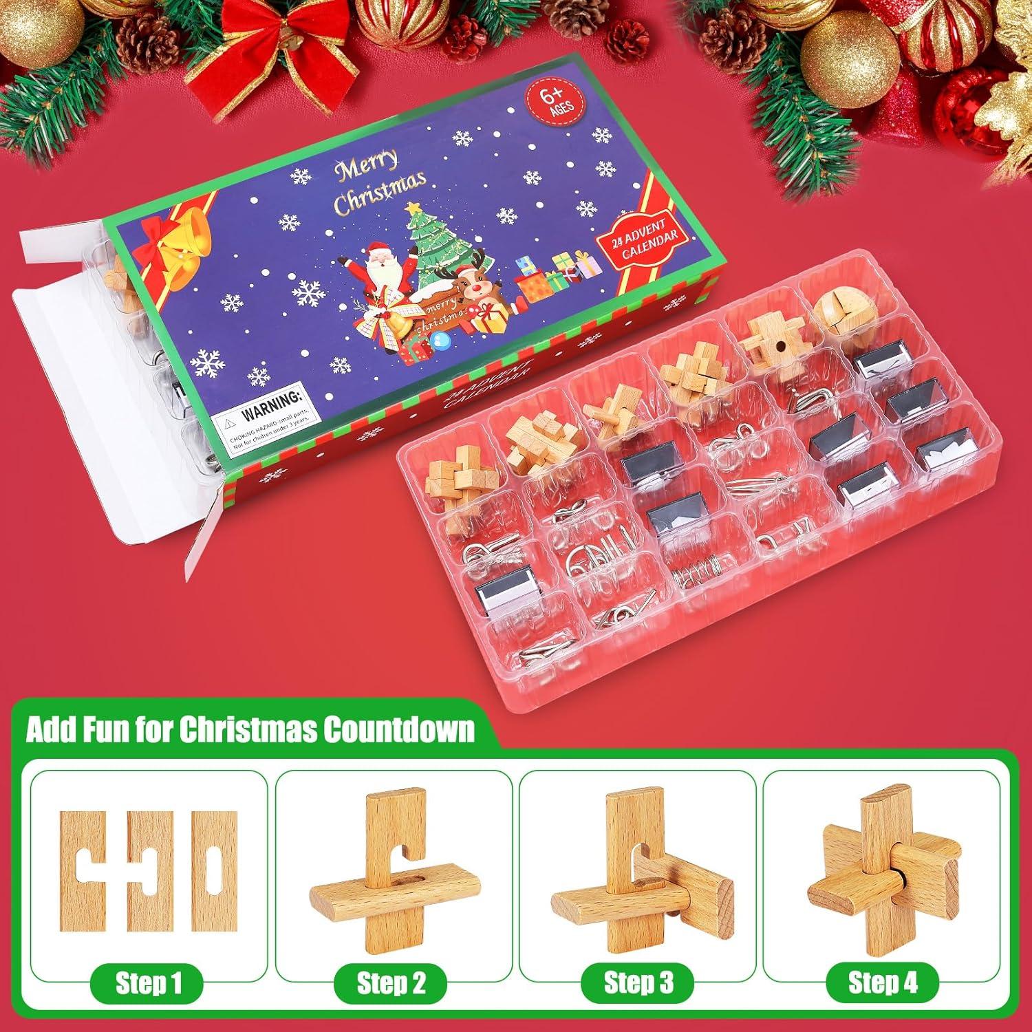 Adventskalender 2024 Kinder Knobelspiele 24-teiliges Set Nylon
