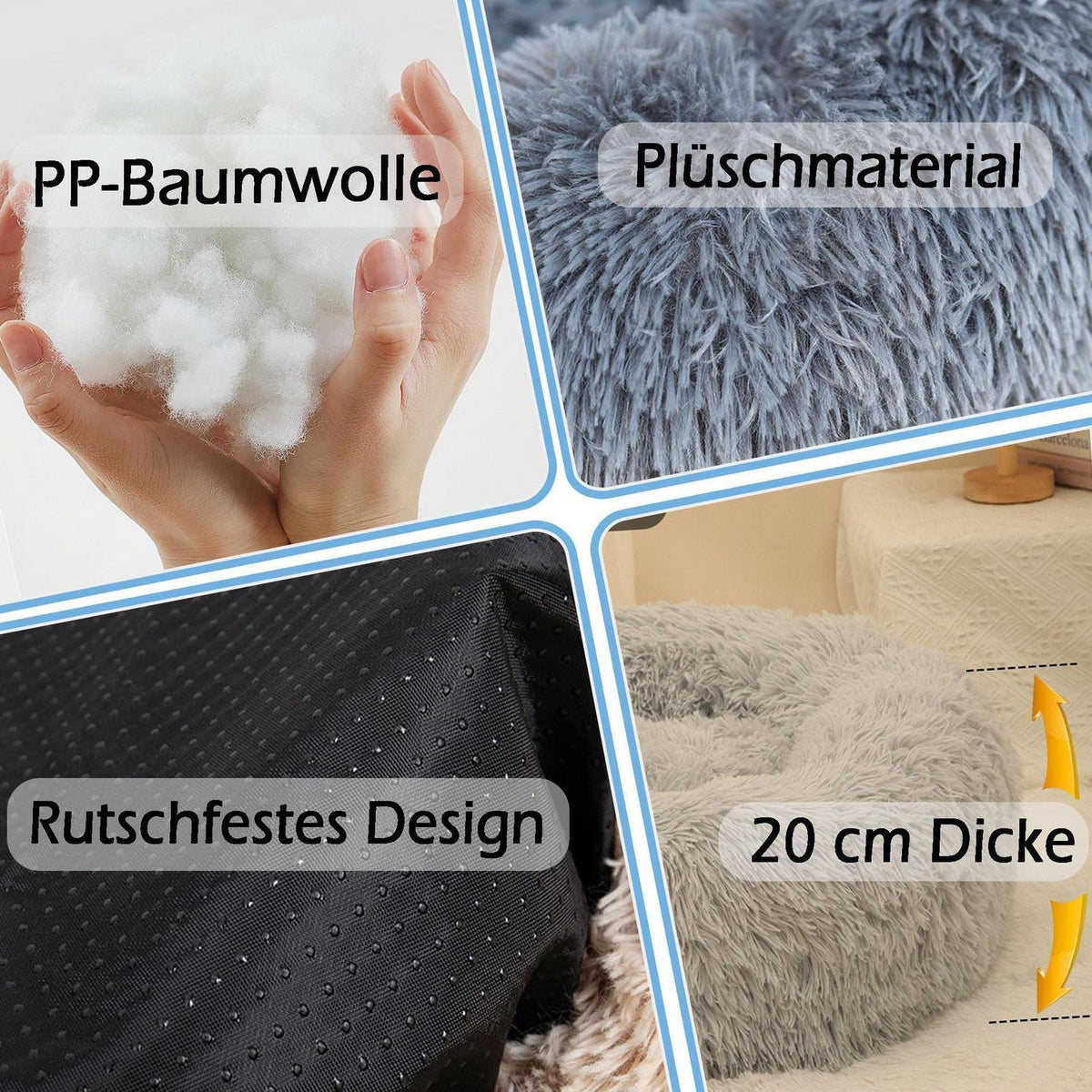 Rundes Hundebett Orthopädisch Braun Ø130cm