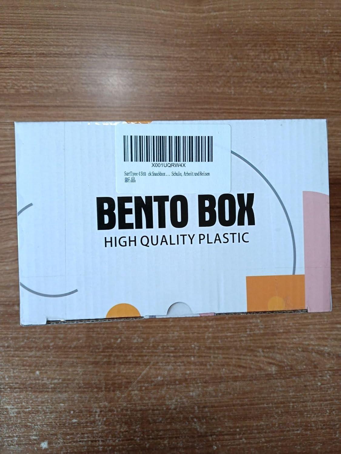 Surflyee 4-Fach Bento Snackbox Set, 600ML, stapelbar, wiederverwendbar
