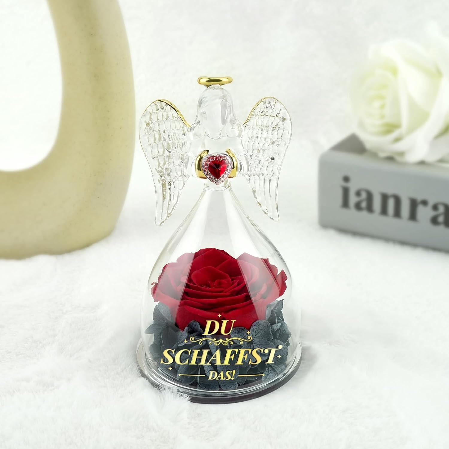 Ewige Rose Engel Geschenk für Frauen Glück Mut Familie Freunde