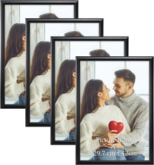 Modernes 4er Set A3 Bilderrahmen Vintage Schwarz - Plexiglas