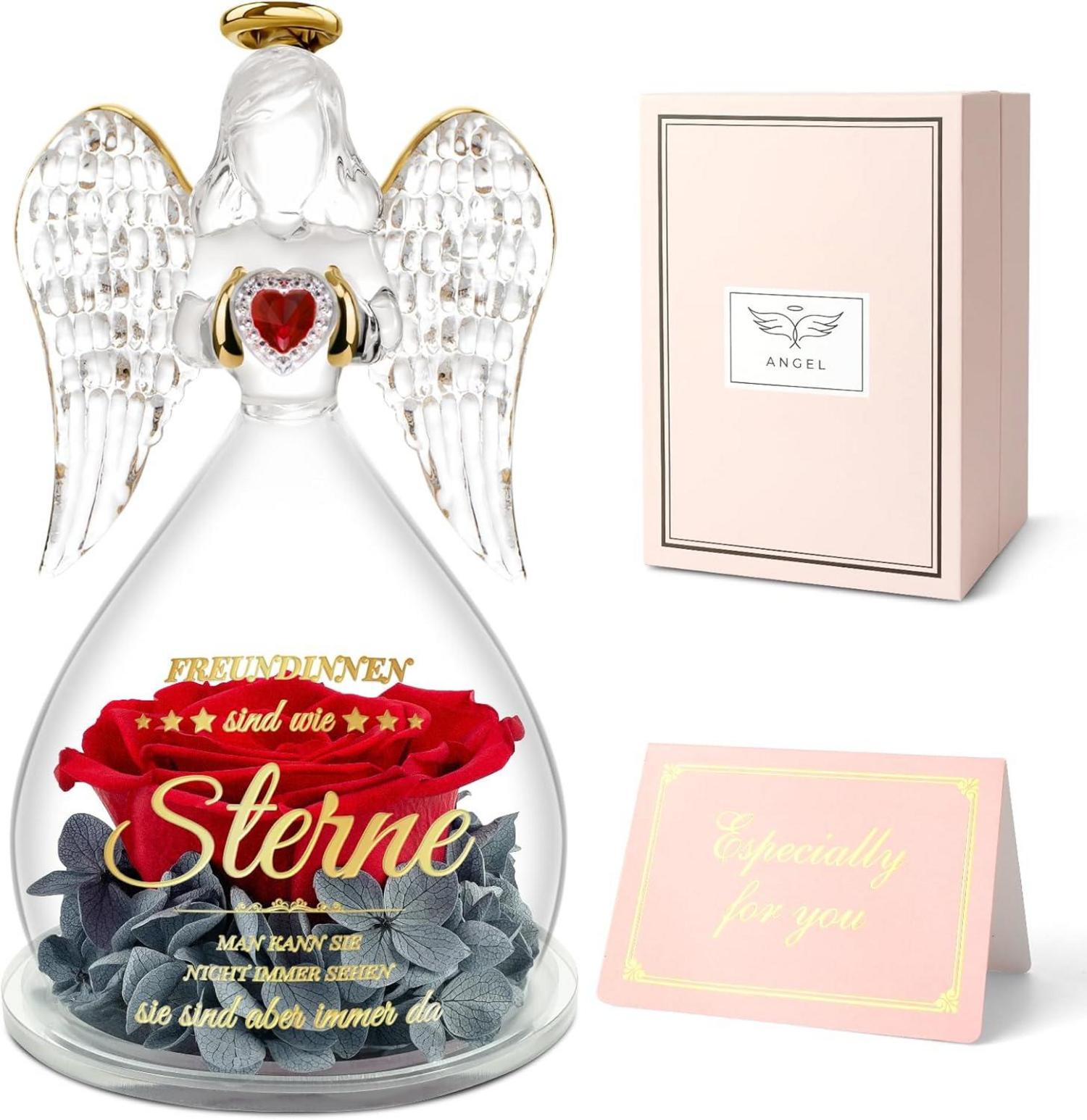 Ewige Rose Engel Freundin Geschenk Set mit Grußkarte, Pflegeleicht