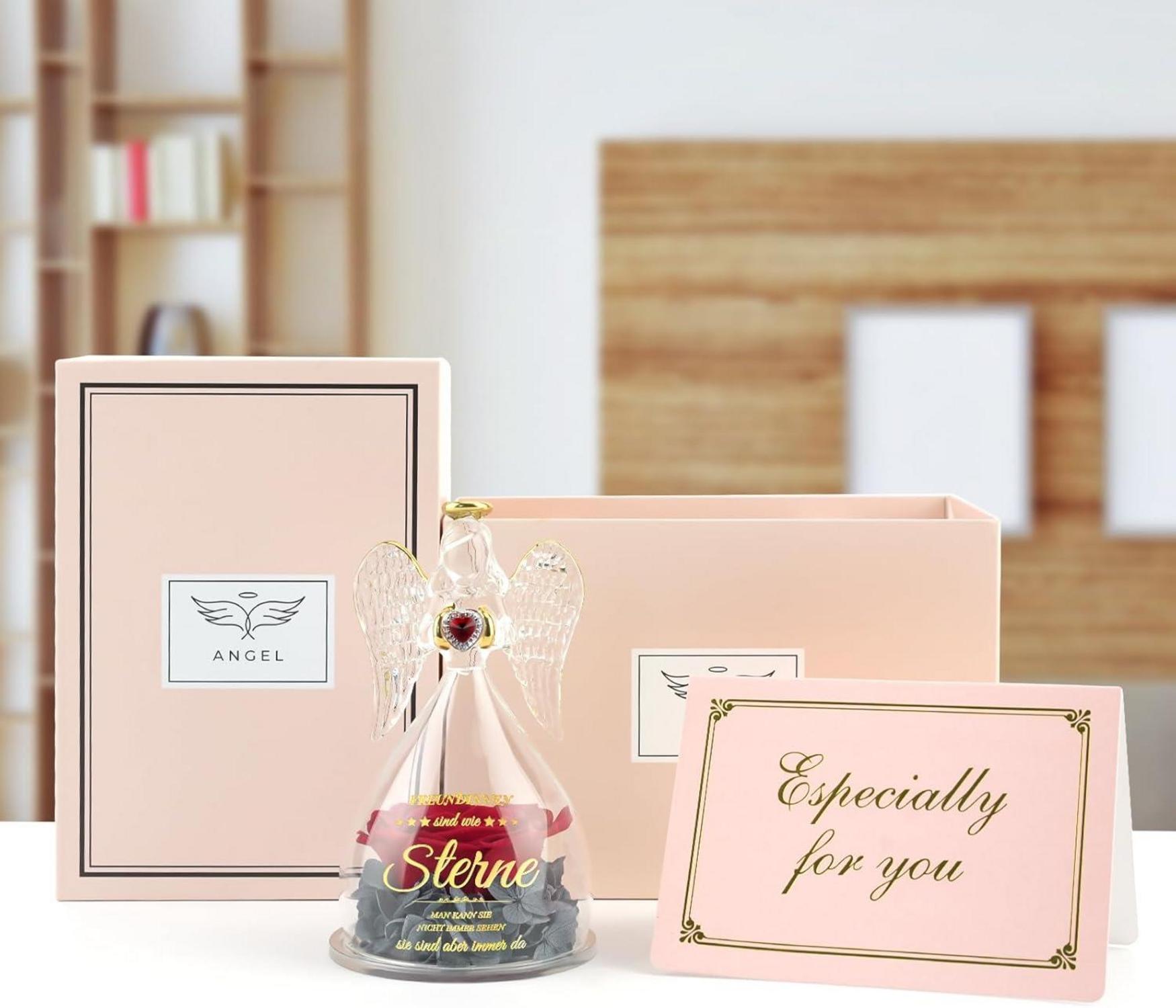 Ewige Rose Engel Freundin Geschenk Set mit Grußkarte, Pflegeleicht