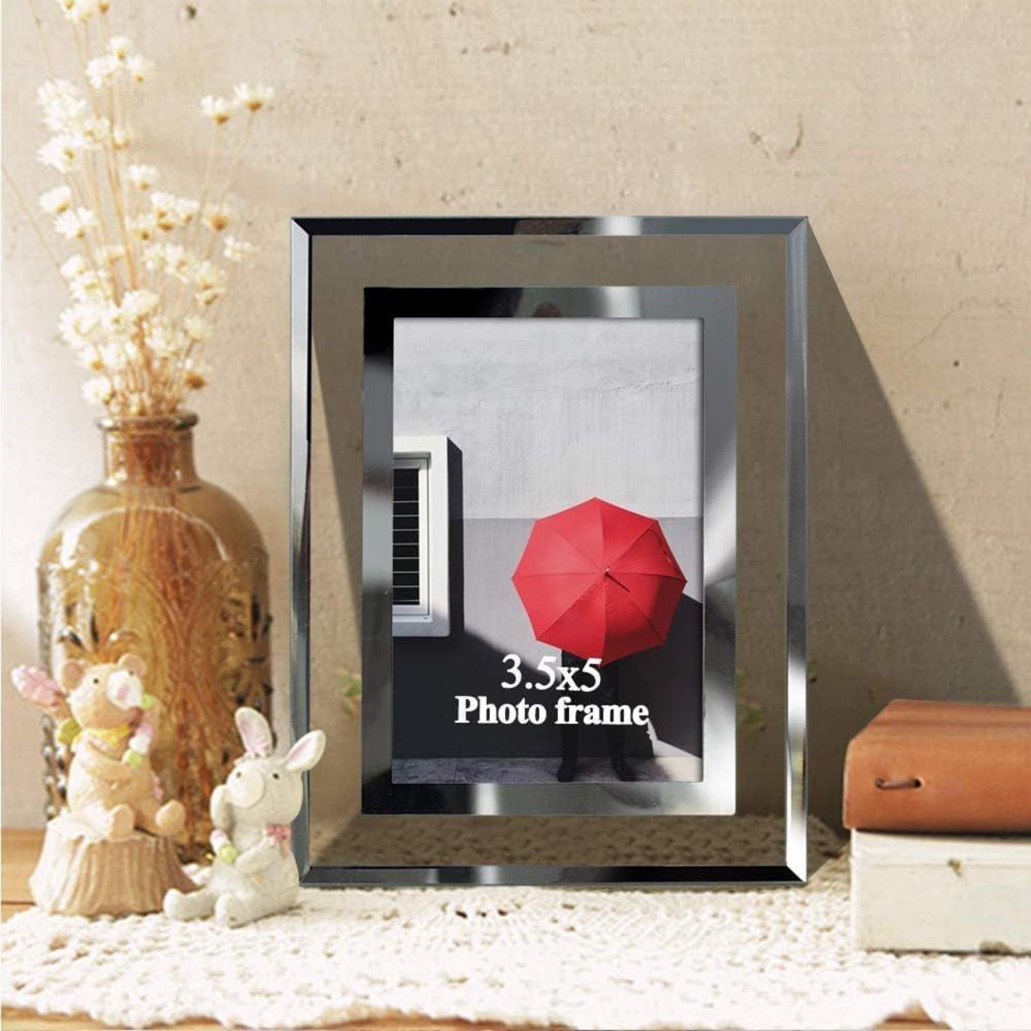 Glas Bilderrahmen Set 2er Pack 9x13 cm Silber Fotorahmen Baby Familie Hochzeit