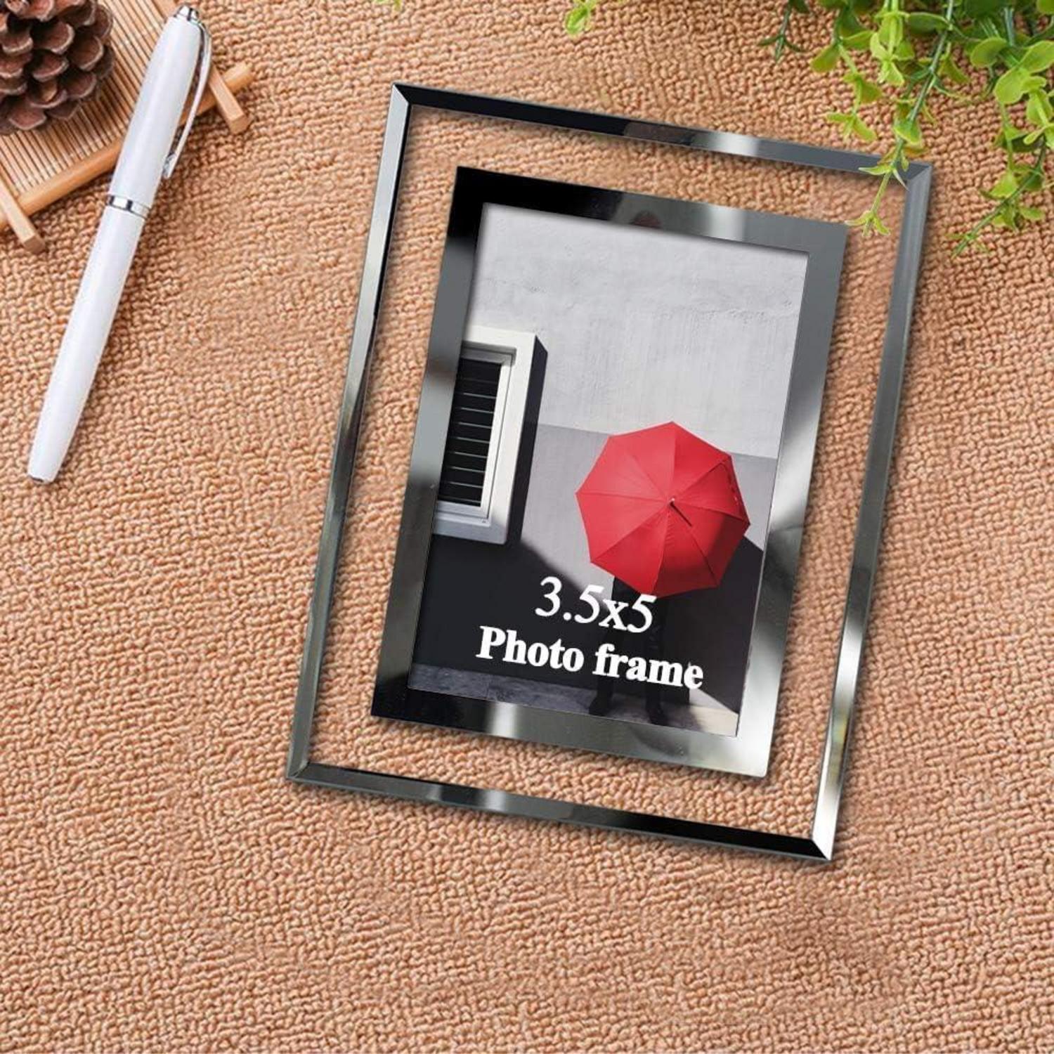 2er Set Glas Bilderrahmen 9x13 cm - Silber Fotorahmen für 13x9 Fotos