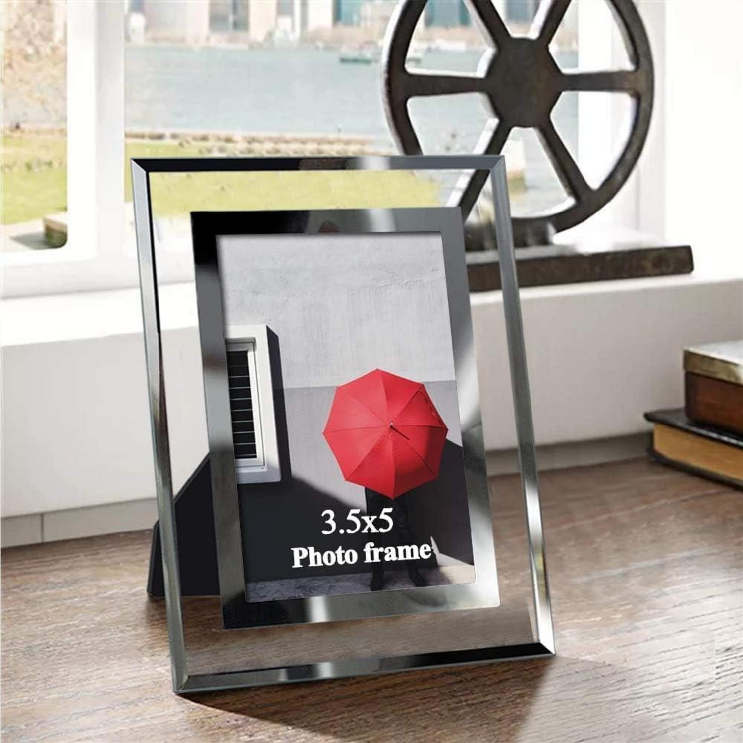 Glas Bilderrahmen Set 2er Pack 9x13 cm Silber Fotorahmen Baby Familie Hochzeit