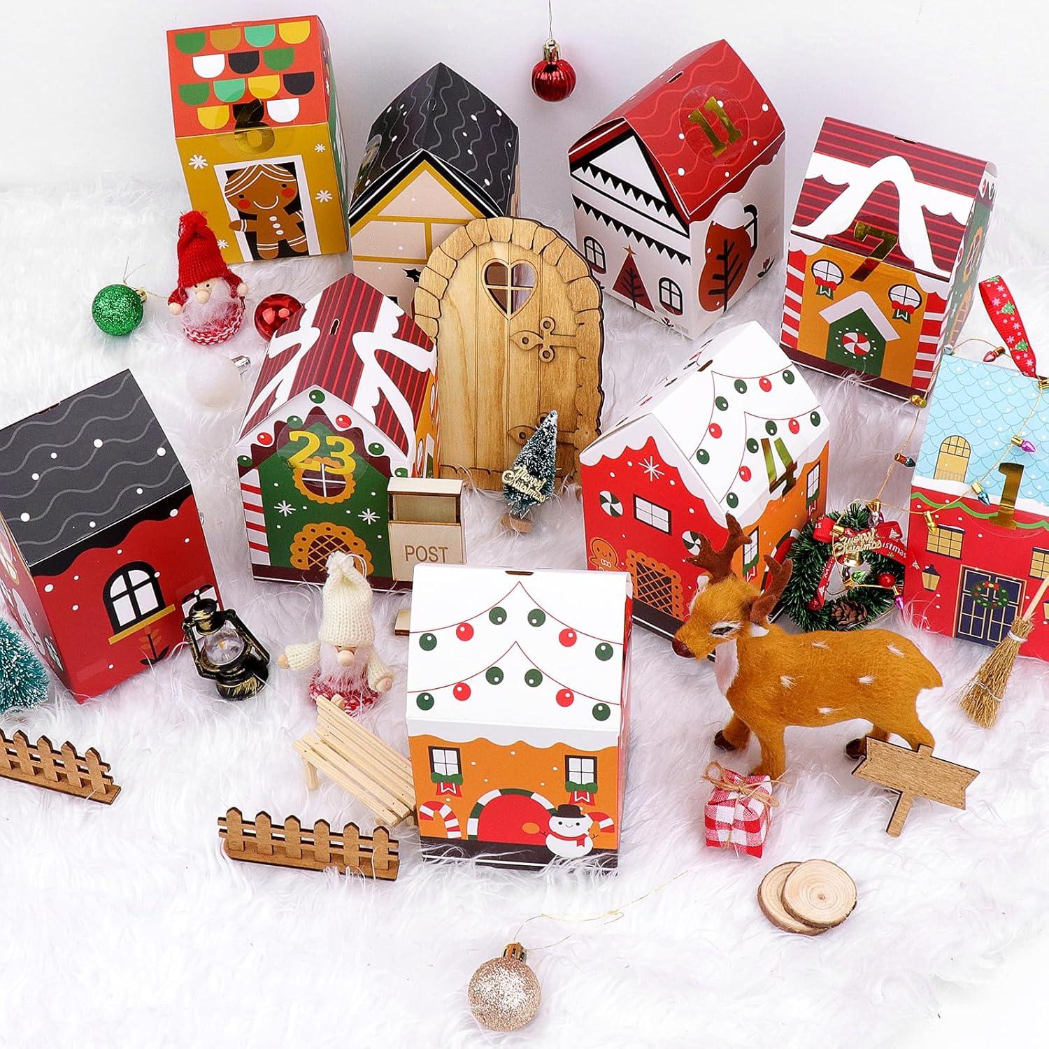 Adventskalender Kinder DIY Häuser 24 Boxen Tüten