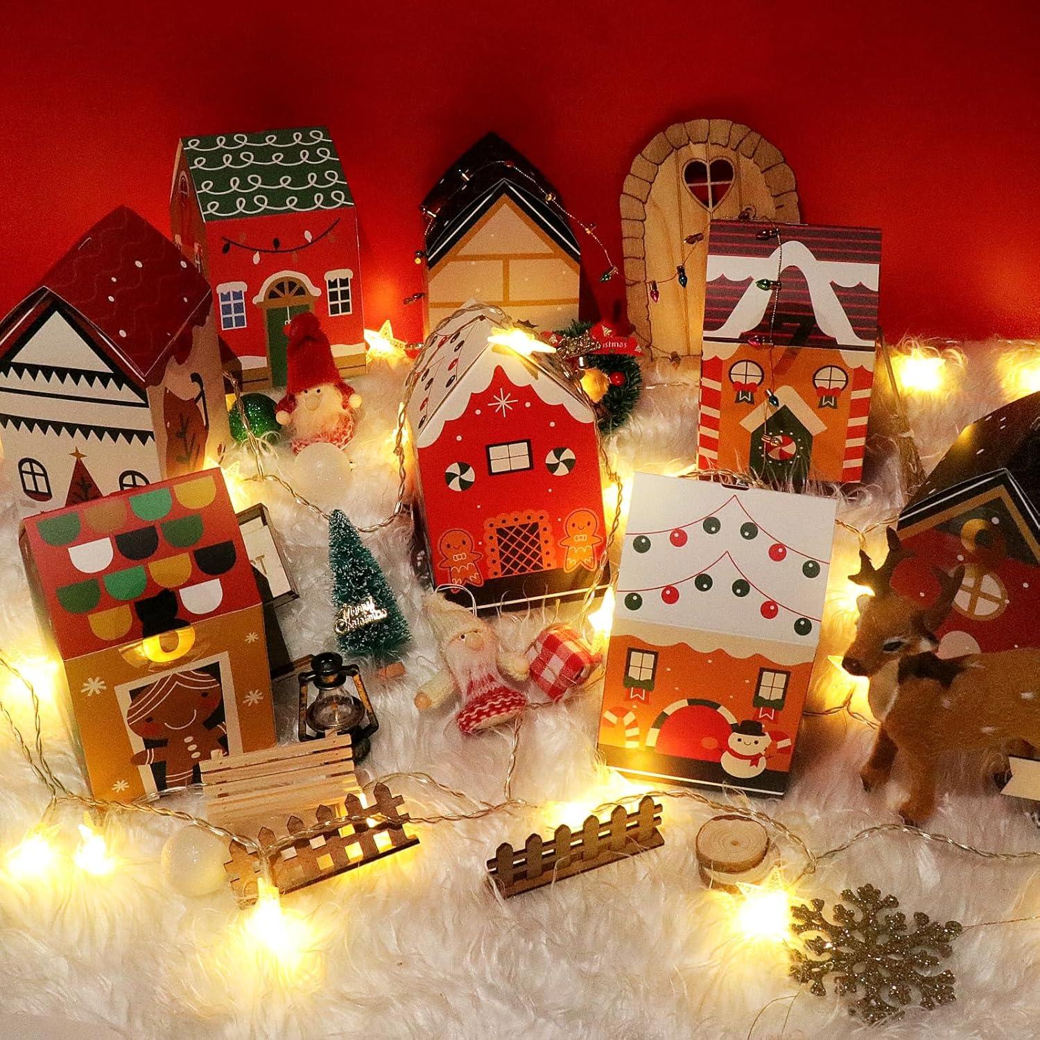 Adventskalender zum Befüllen Kinder 24 Boxen Tüten DIY Häuser