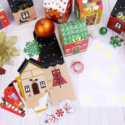 DIY Adventskalender zum Befüllen Kinder 24 Boxen Tüten Häuser