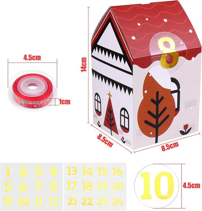 Adventskalender zum Befüllen Kinder, DIY Häuser Kisten Zahlenaufkleber