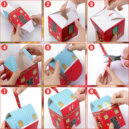 DIY Adventskalender zum Befüllen Kinder 24 Boxen Tüten Häuser