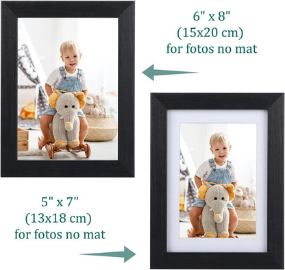 8er Set Schwarze Bilderrahmen für 13x18cm Fotos - Wand- und