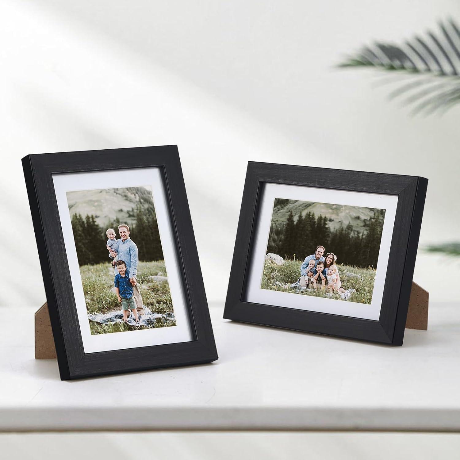 Fotorahmen Set 13x18 cm Schwarz Weiße Passepartouts, Wand Tisch Aufsteller 15x20 cm