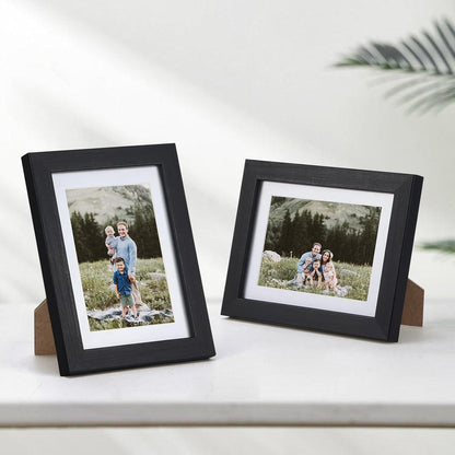 Fotorahmen Set 13x18 cm Schwarz Weiße Passepartouts, Wand Tisch Aufsteller 15x20 cm