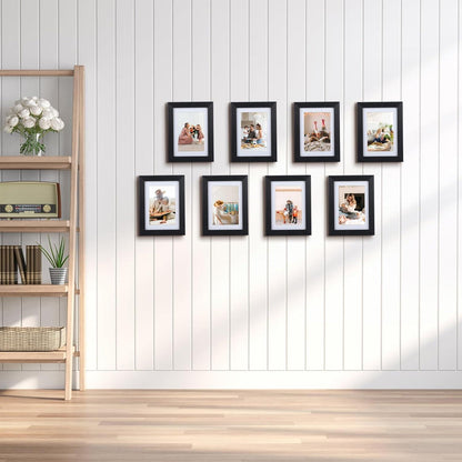 8er Set Bilderrahmen 13x18cm Schwarz Passepartout Wand Tisch Fotos