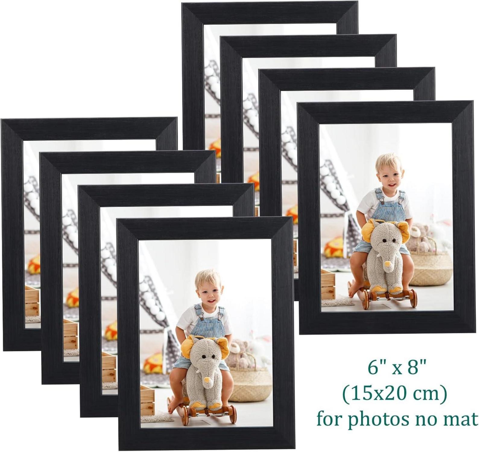 8er Set Bilderrahmen 13x18cm Schwarz Passepartout Wand Tisch Fotos
