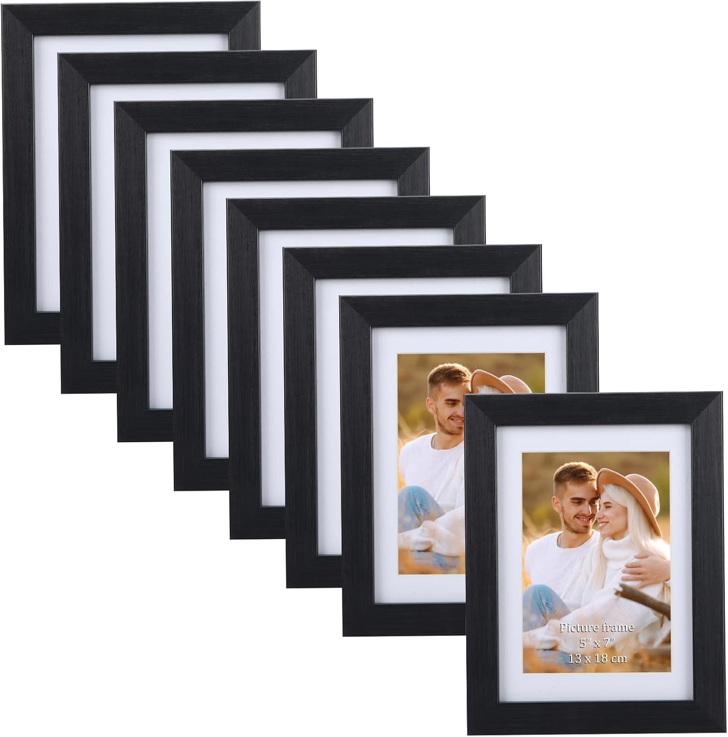 Fotorahmen Set 13x18 cm Schwarz Weiße Passepartouts, Wand Tisch Aufsteller 15x20 cm