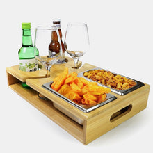 Couch Butler Holz mit Snackbox und Weinglashalter