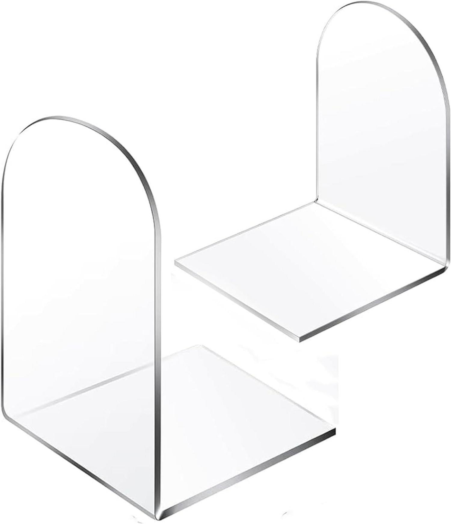 Transparente Acryl-Buchstützen für Regale 2 Stück - Rutschfeste