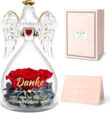 Danke Geschenk Frauen Ewige Rose Engel Figur Grußkarte in Box