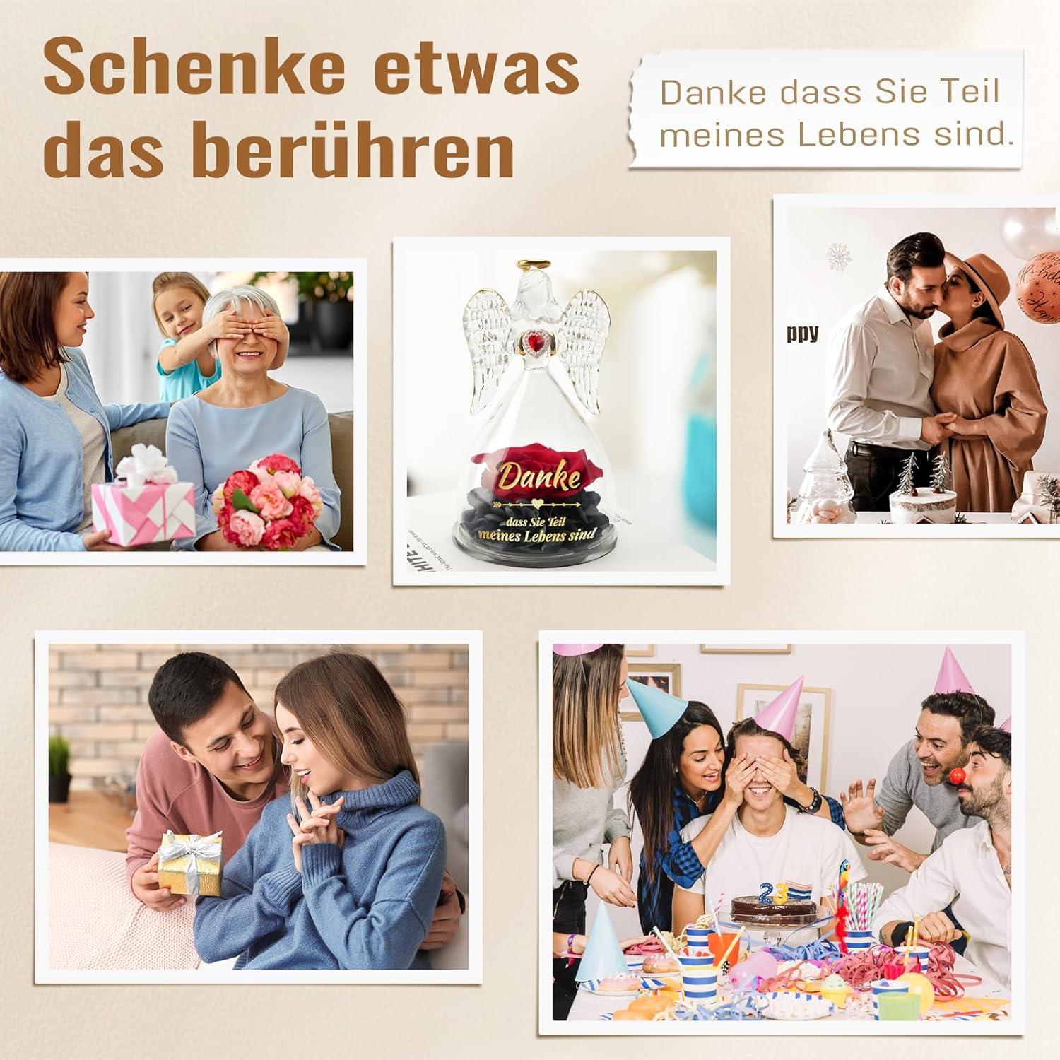 Miofula Ewige Rose mit Engel Figur Geschenk für Frauen, Danke Geschenk für Mutter, Schwestern zum Geburtstag, Weihnachten