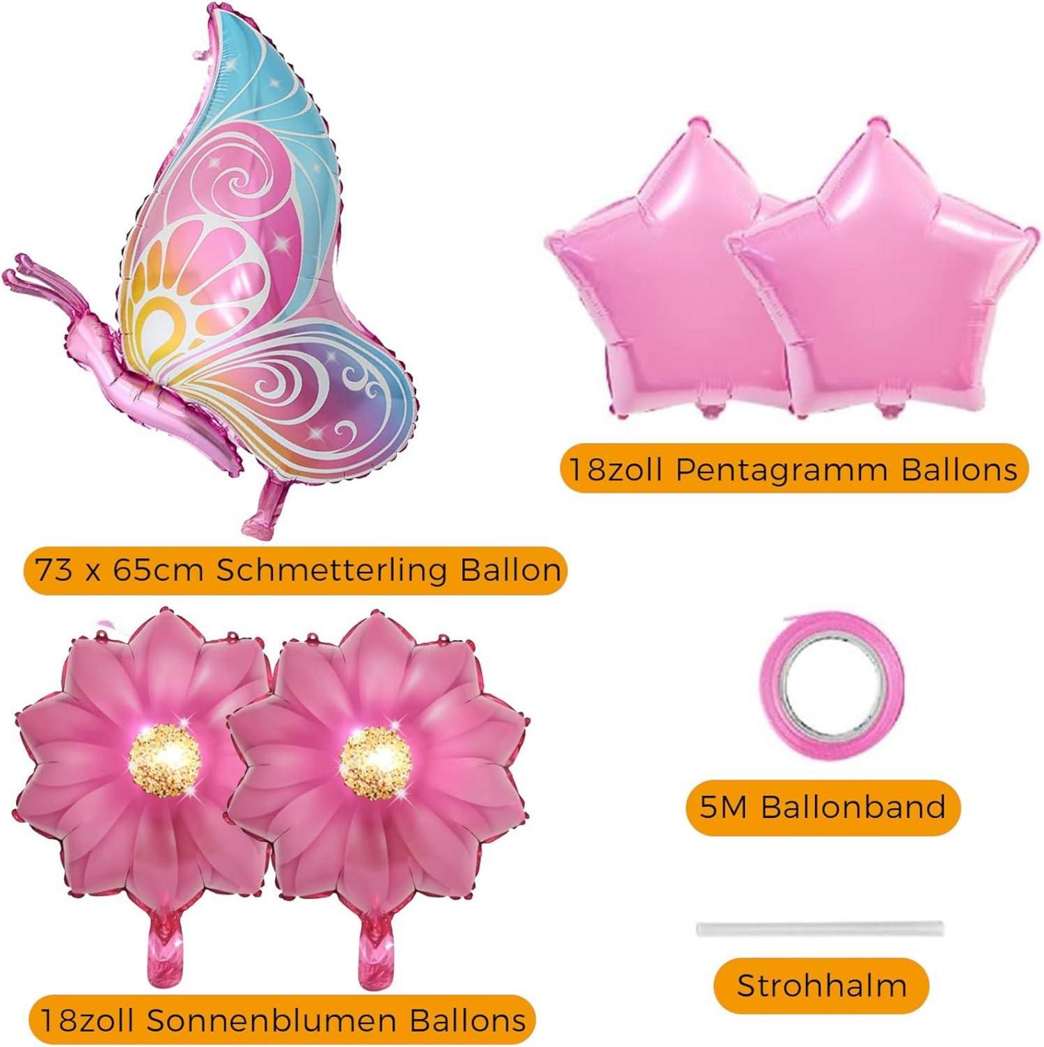 VIKY® Schmetterling Geburtstagsdeko Mädchen Rosa Set