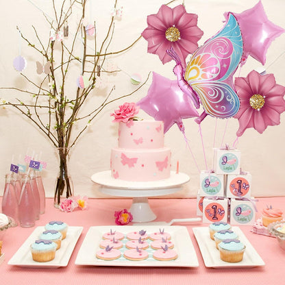 Schmetterling Deko Mädchen Geburtstag Set Luftballons rosa