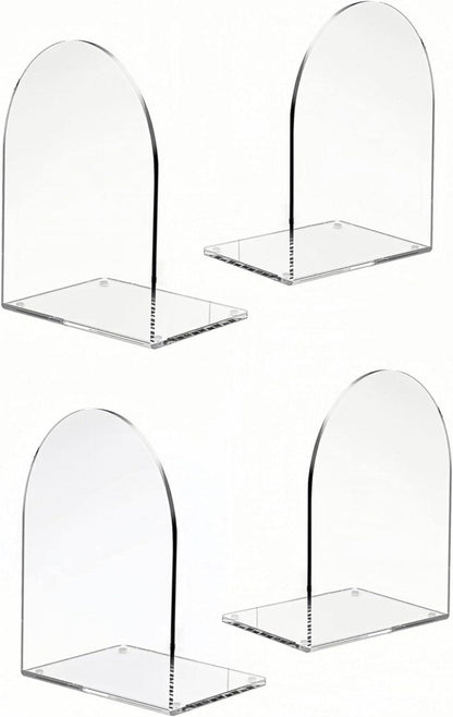Transparente Acryl-Buchstützen für Bücherregale, 4 Stück