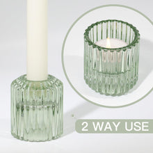 HofferRuffer Kerzenständer Glas in Grün 3er Set - Stabkerzen