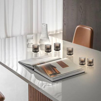 Kerzenhalter Glas Stabkerzen Teelichtkerzen Hochzeit Party Weihnachten Grau 3er Set