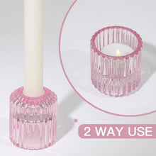 Kerzenständer Glas 3er Set für Stabkerzen Teelichter Rosa