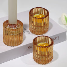 Kerzenständer Glas 3er Set für Stabkerzen Teelichter