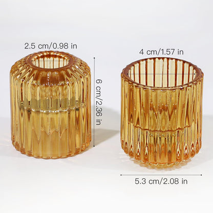 Kerzenständer Glas 3er Set Stabkerzen Teelichter Bernstein