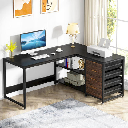 L-förmiger Schreibtisch mit Schubladen – Eckschreibtisch für Büro & Home Office