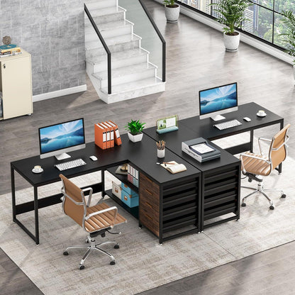 L-förmiger Schreibtisch mit Schubladen – Eckschreibtisch für Büro & Home Office