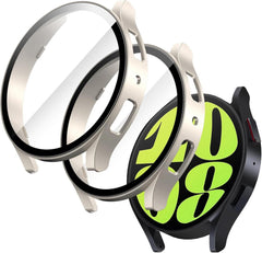 Schutzhülle mit Panzerglas für Samsung Galaxy Watch 6 44mm Gold