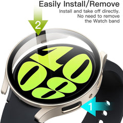 Samsung Galaxy Watch 6 44mm Hülle mit Schutzfolie Gold vollständiger Schutz 2er Pack