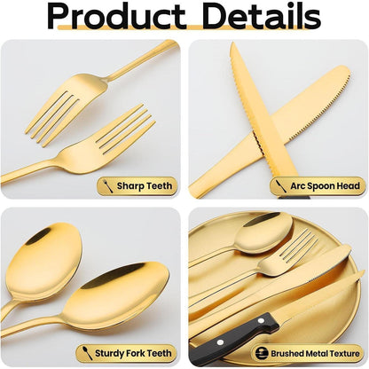 Gold Besteck Set 10 Stücke Camping Geschirrset 2 Personen