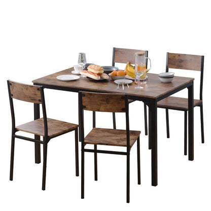 Esstisch-Set für 4 Personen – Vintagebraun & Platzsparend