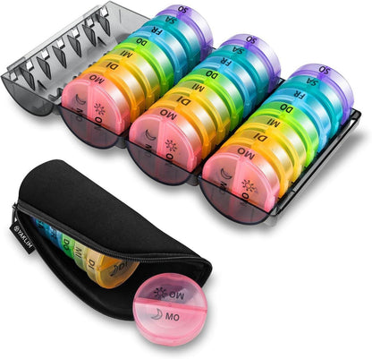 Pillendose für Morgens Abends, Medikamenten-Organizer 28 Tage