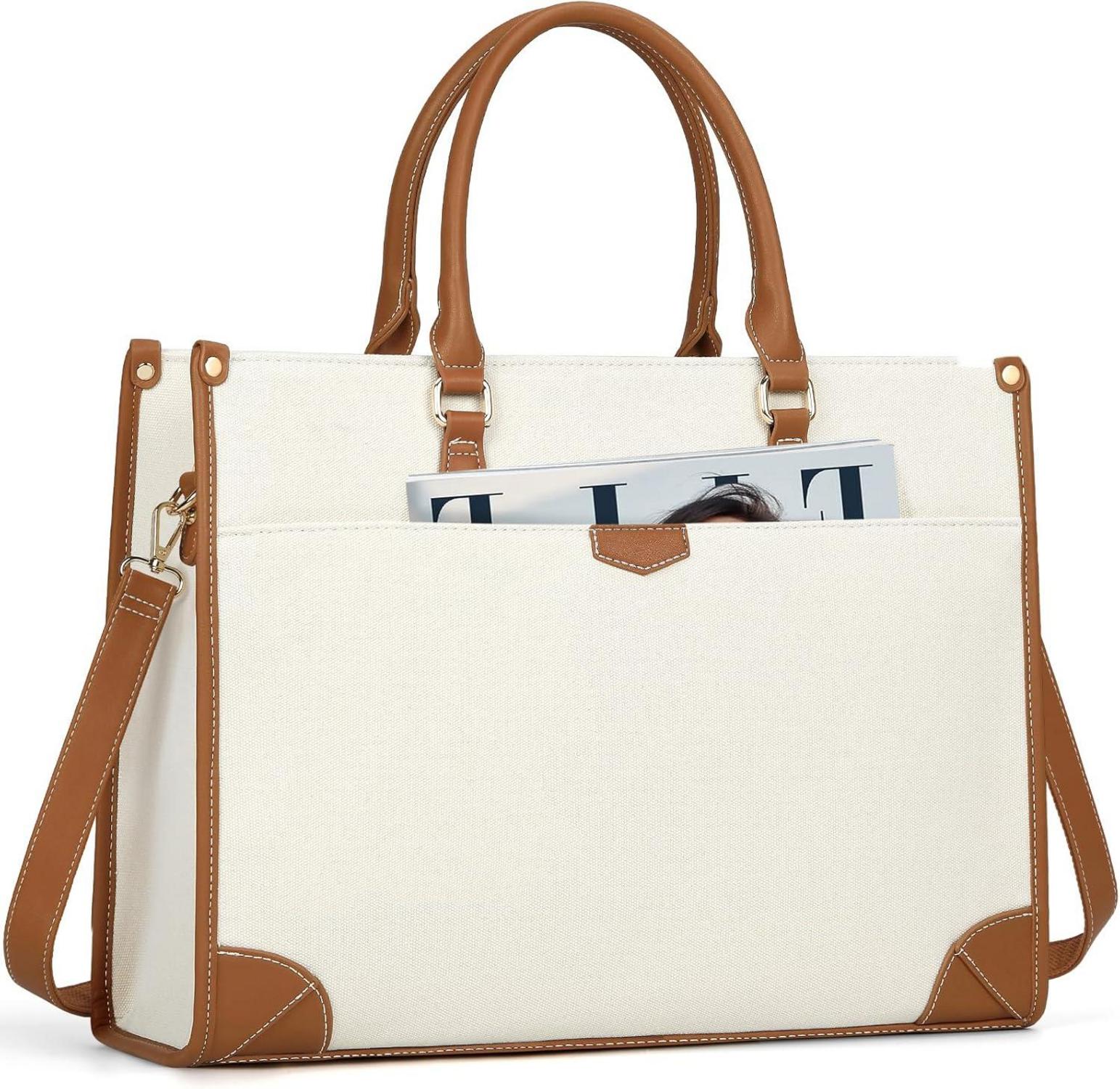 Canvas Laptoptasche 15,6 Zoll Damen Braun