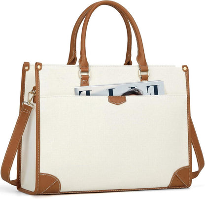 Canvas Laptoptasche 15,6 Zoll Damen Braun
