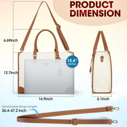 Canvas Laptoptasche 15,6 Zoll Damen Schultertasche Braun IGOLUMON